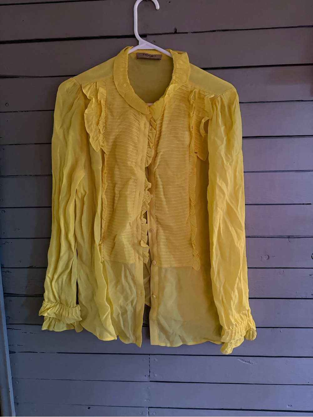 Twin-Set Yellow Ruffled Sheer Blouse